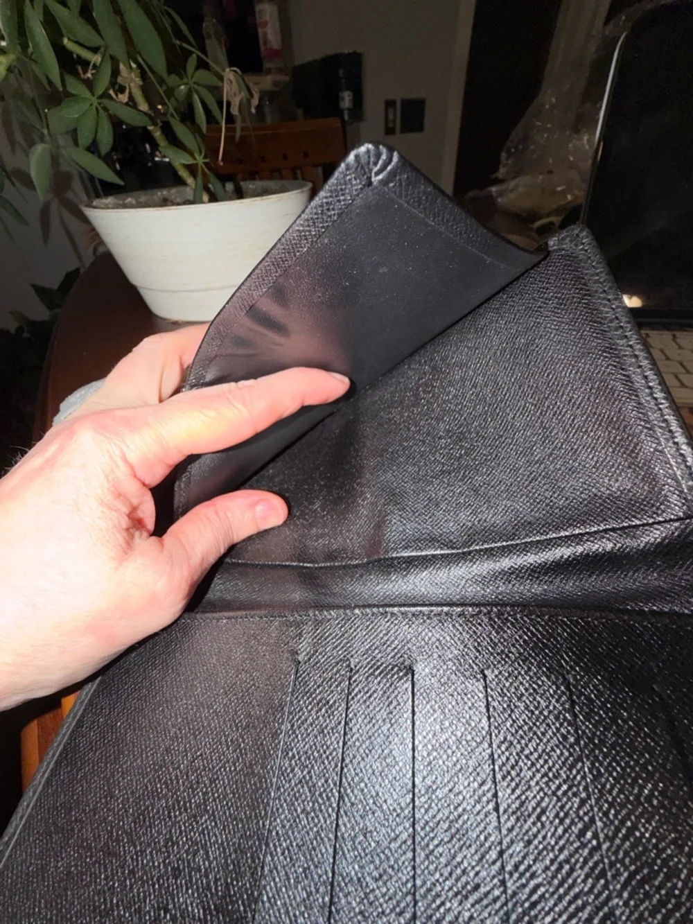 Authentic Louis Vuitton Black Leather Checkbook Cover
